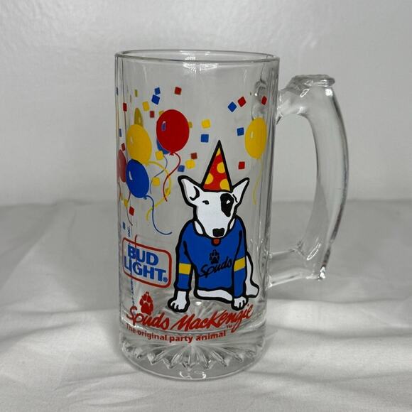 Bud Light Spuds MacKenzie Party Animal Beer Mug Stein 1980s Barware Retro - Picture 1 of 5